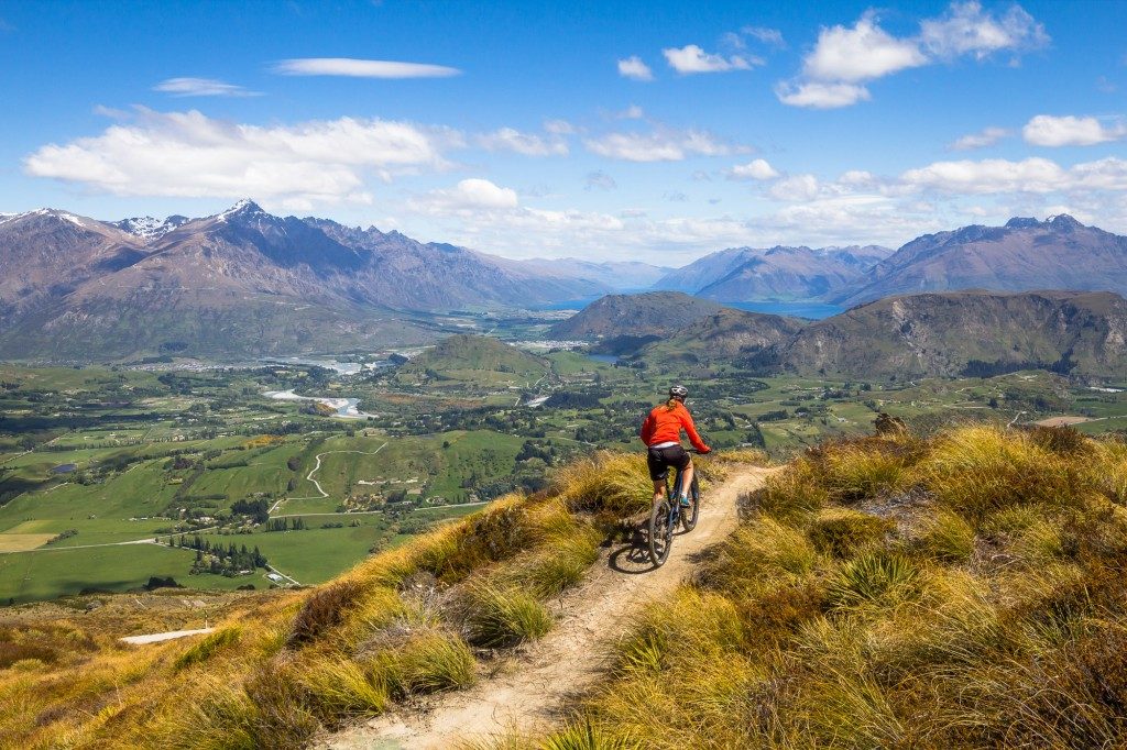 Looking across the Queenstown Basin from Rude Rock Trail, New Zealand