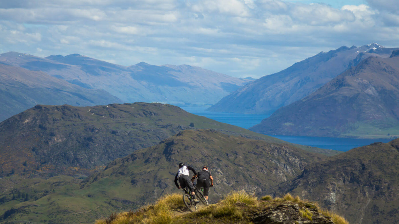 Biking Rude Rock Mountain Bike Trail near Queenstown, NZ