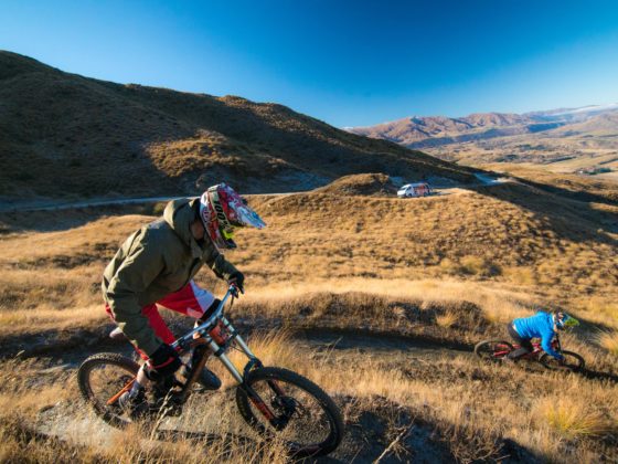 Queenstown Bike Taxis - Queenstown's Number 1 Mountain Bike Taxi Director Amy hooning down Zoot Trail Queenstown Otago New Zealand.